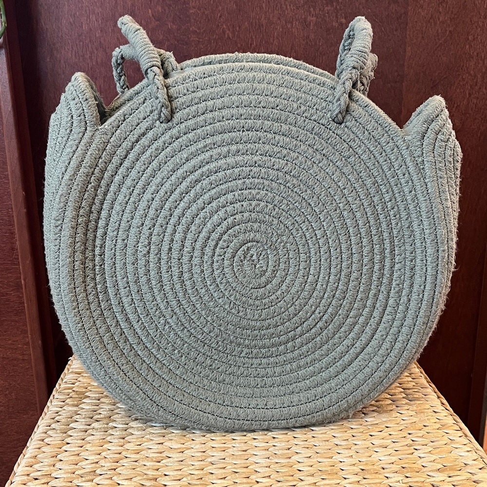 Unique Grey/Green Rope Tote Bag